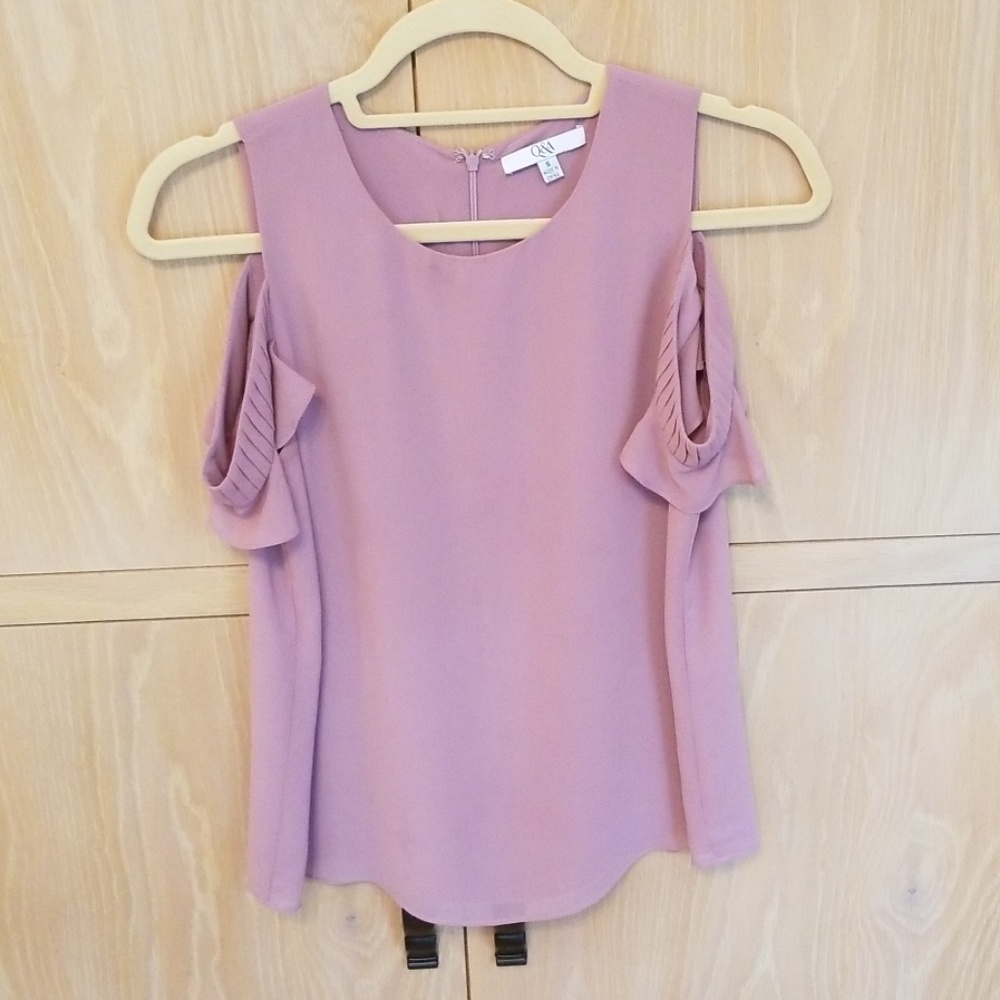 Q&A Rose colored top with back zipper,  S,